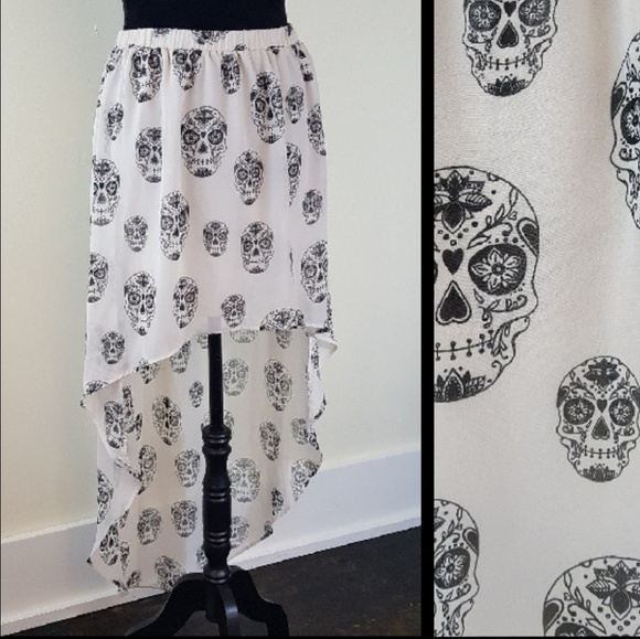 H&M Divided Skull Print High Low Skirt - Picture 1 of 8